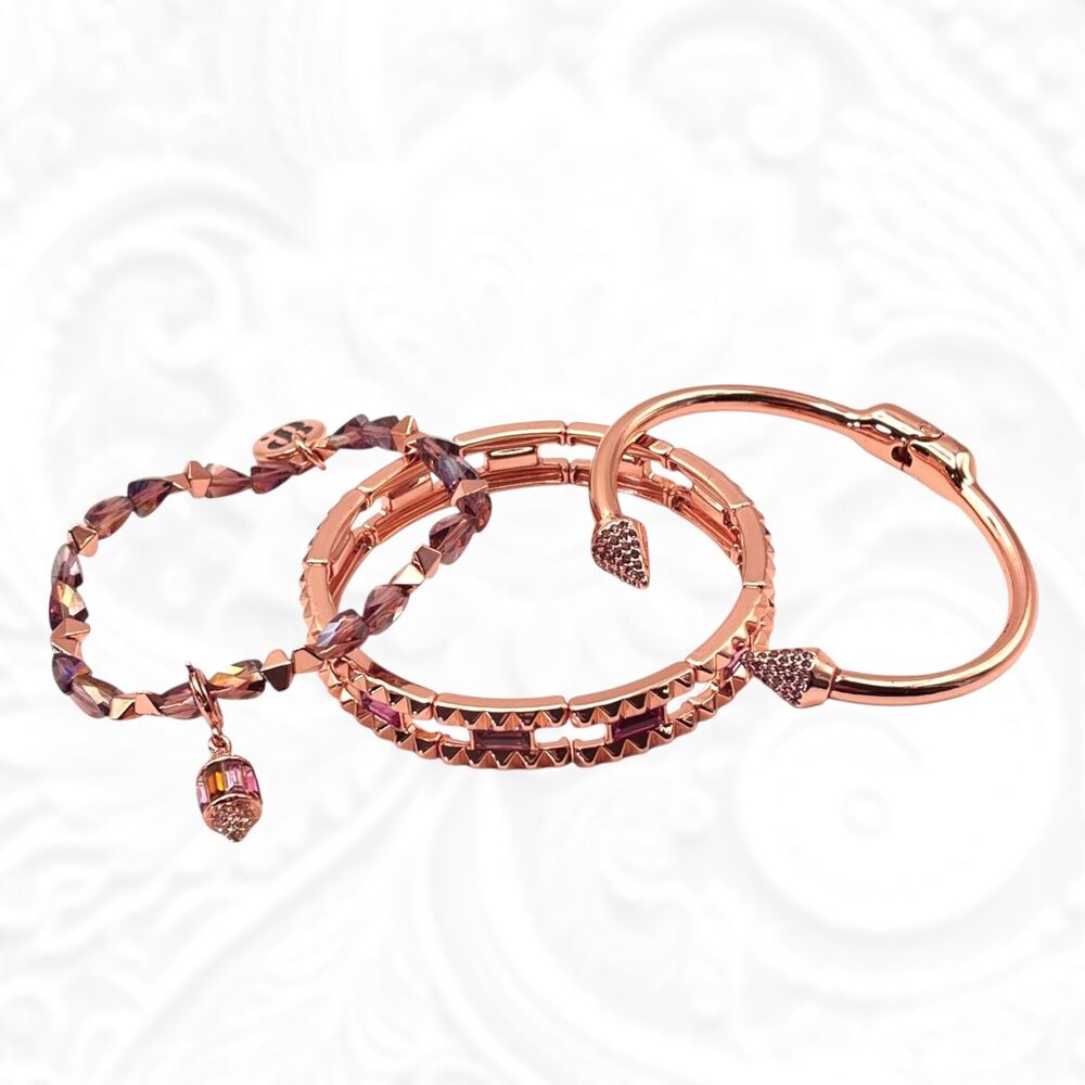 Bomb Party Bracelet Set Stackable Rose Gold Plated Can't Take My Eyes Off You